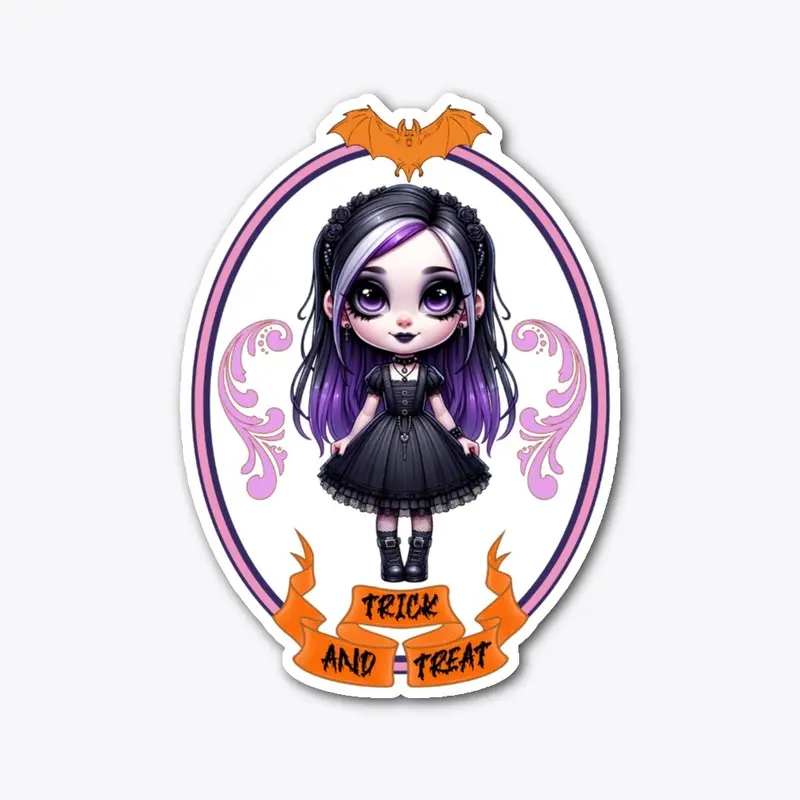 Goth Style Girl Trick Treat Halloween