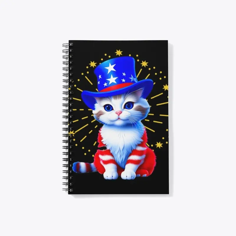 Cute Patriotic Uncle Sam Kitty Fireworks