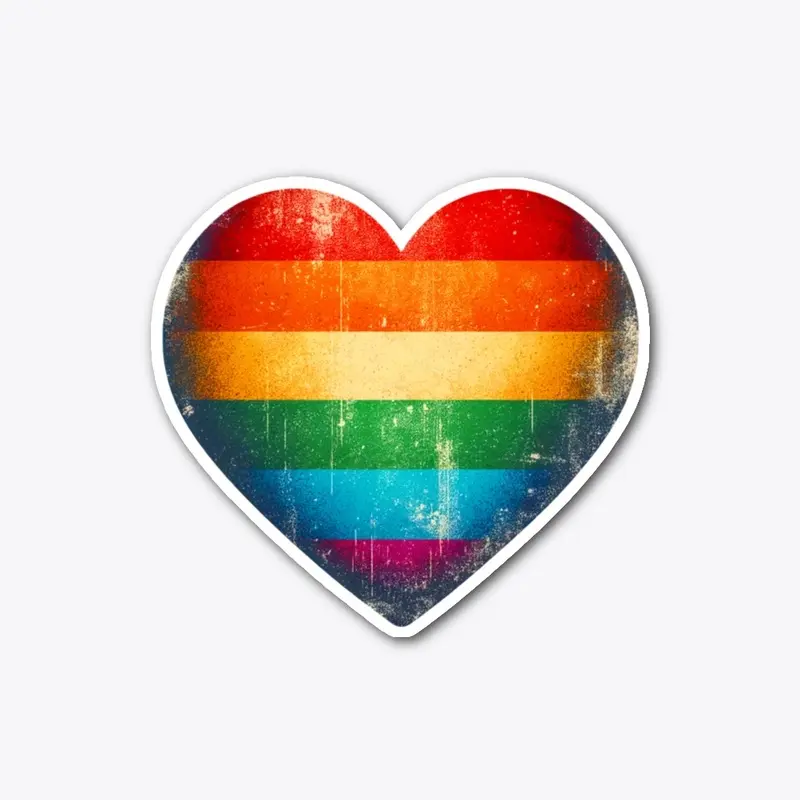 Grunge Pride Flag Heart LGBTQ