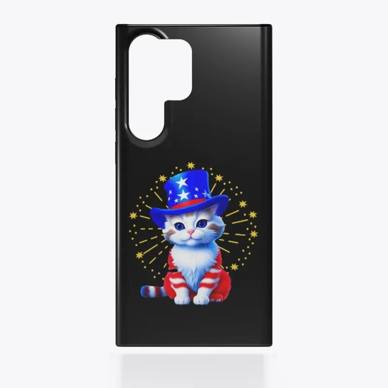 Cute Patriotic Uncle Sam Kitty Fireworks