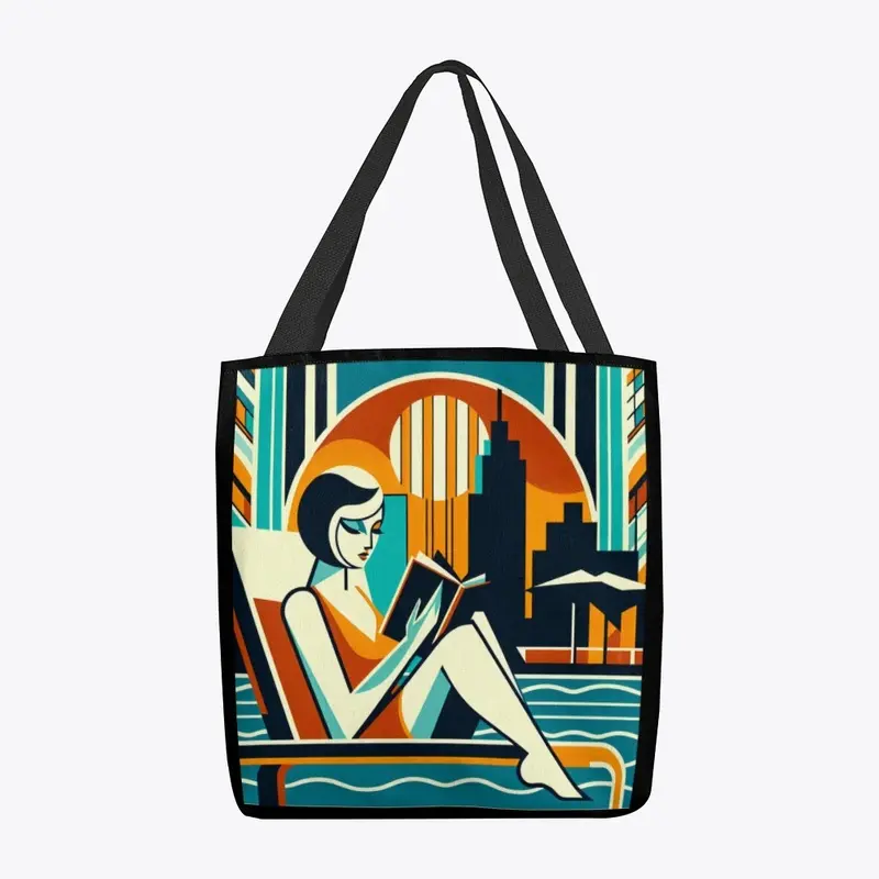 Woman Poolside Reading Book DecoTote