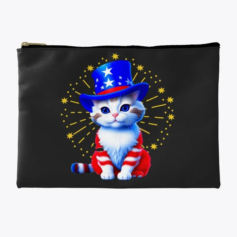 Cute Patriotic Uncle Sam Kitty Fireworks