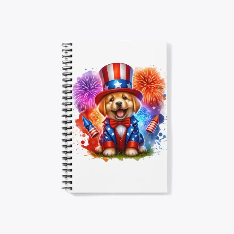 Cute Patriotic Uncle Sam Puppy Fireworks