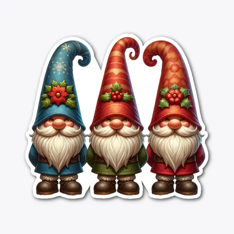 Three Classic Vintage Christmas Gnomes